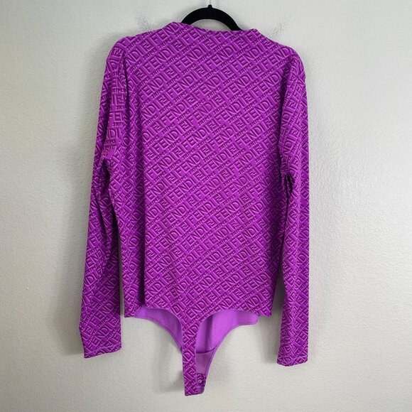 Fendi X Skims Bodysuit Purple Logo Plus 3X Mock Neck Long Sleeve - Picture 11 of 12